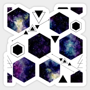 Violet Nebula in Hexagon and Black Triangles Sticker